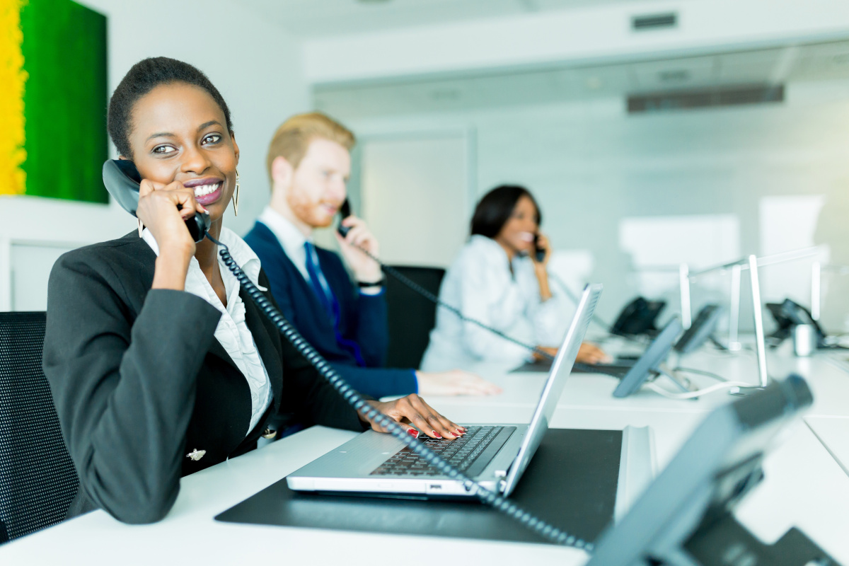 Smiling woman working in customer service