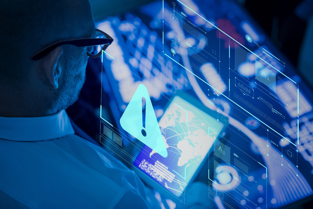 Man working on intrusion detection system