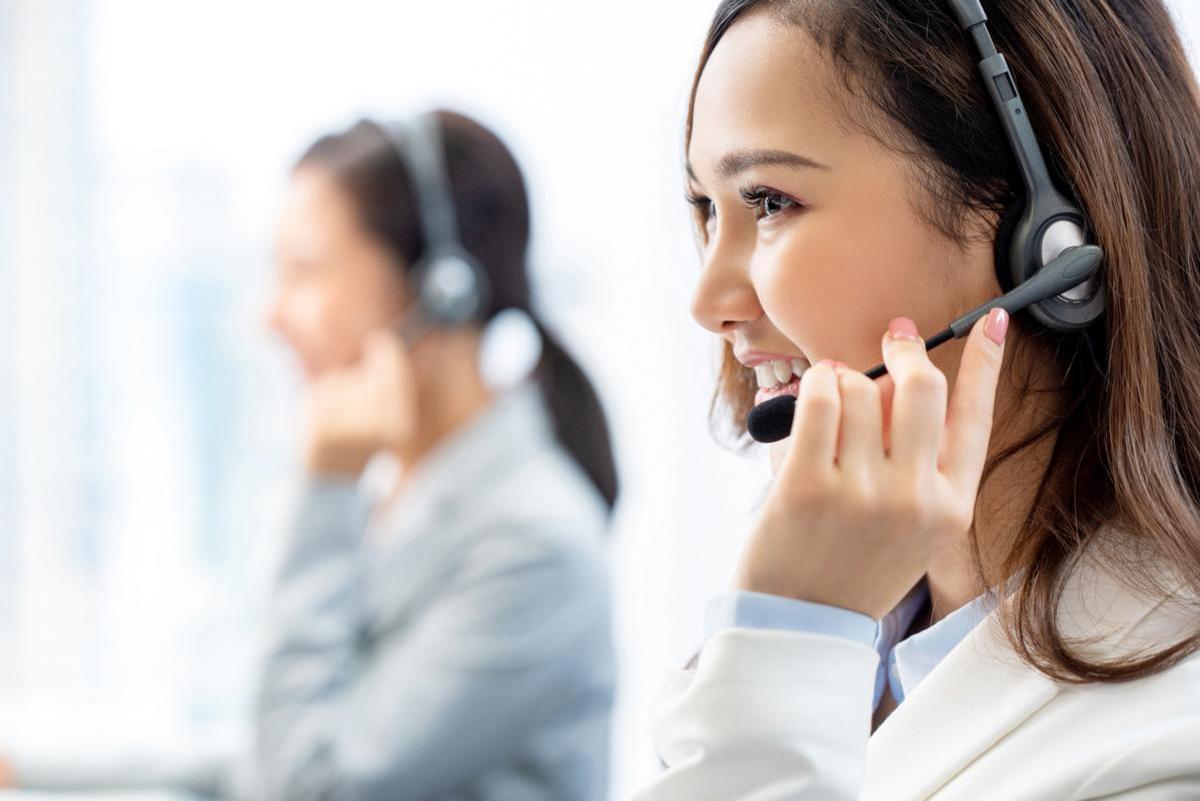Female Contact Center Employee