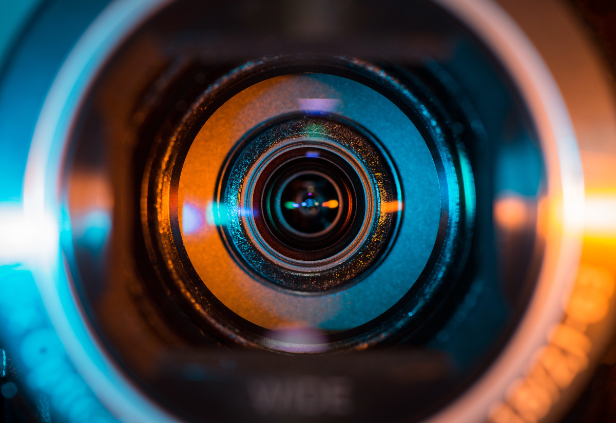Close up view of a camera lens