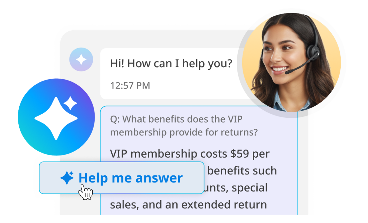 AI Agent Assist feature providing suggested responses and information retrieval for customer service representatives