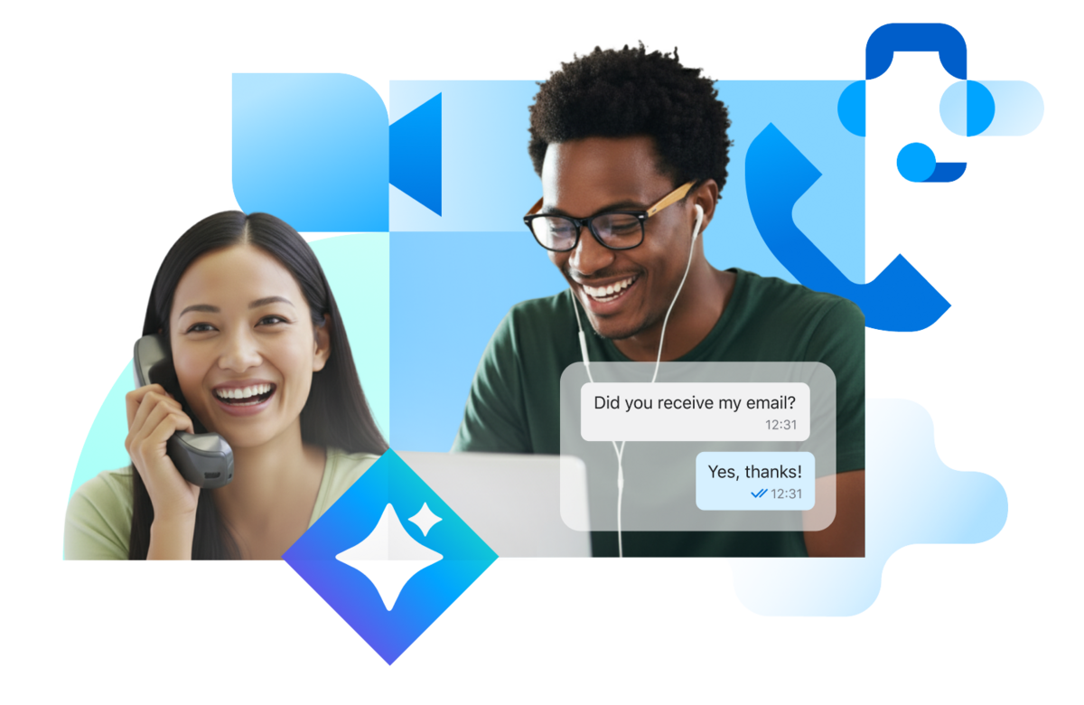 Contact Center team members collaborating with customer engagement and communication management tools